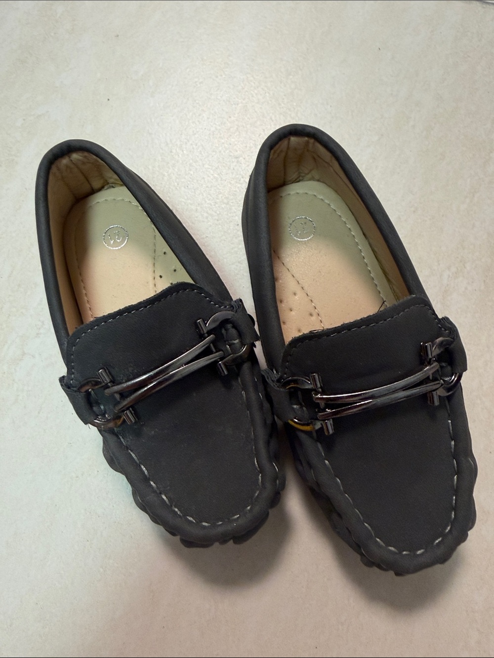 Baby Dark grey Slip-On Driving Loafers with Metal Bit